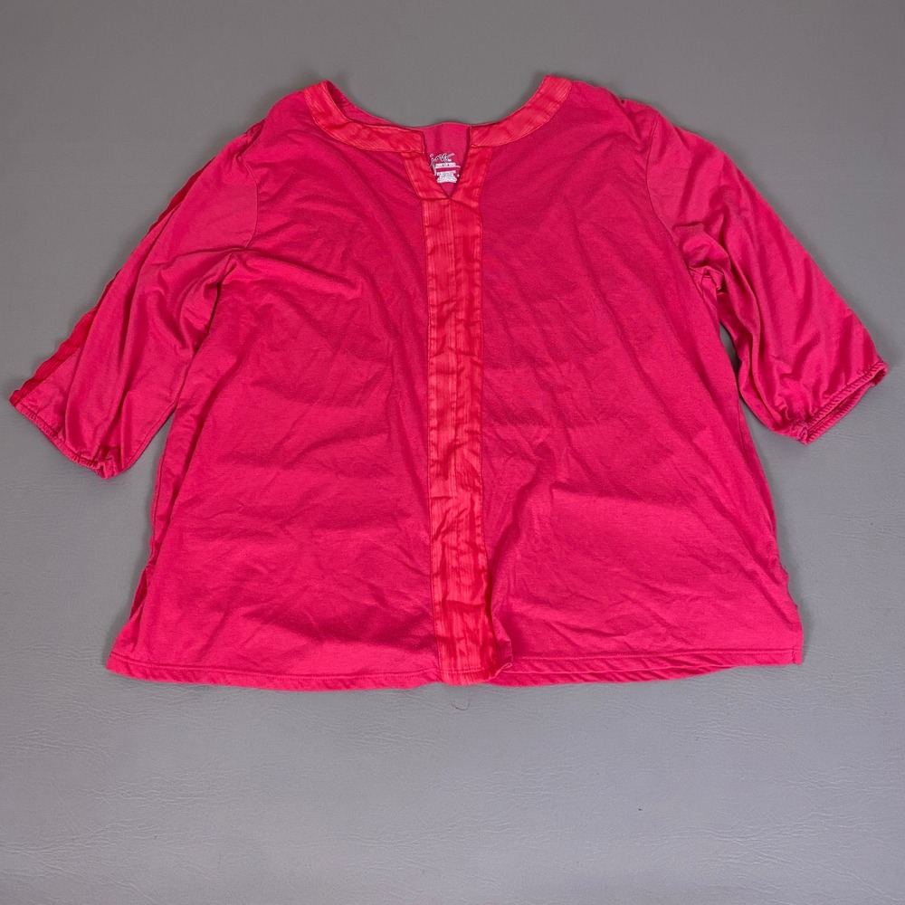 Just My Size Tunic Blouse Top Women's 3X 22W 24W Pink V-Neck 3/4 Sleeve *Flaw*